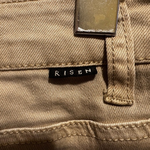 Risen Jeans High Rise Distressed Straight Leg Sand Khaki Color Sz 11 Waist 30 - Picture 13 of 16